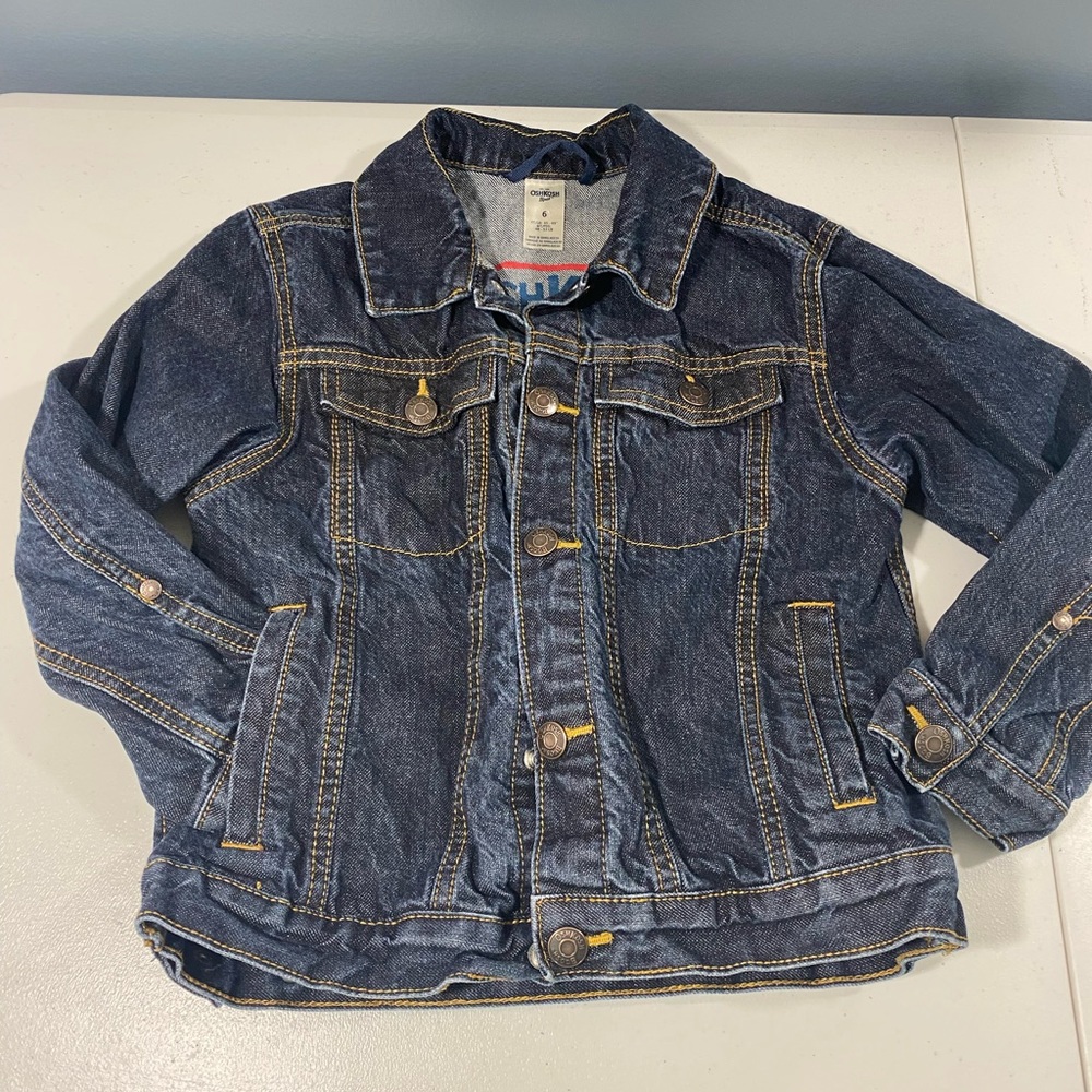 - OshKosh B’Gosh kids size 6 dark wash jean Jacket.